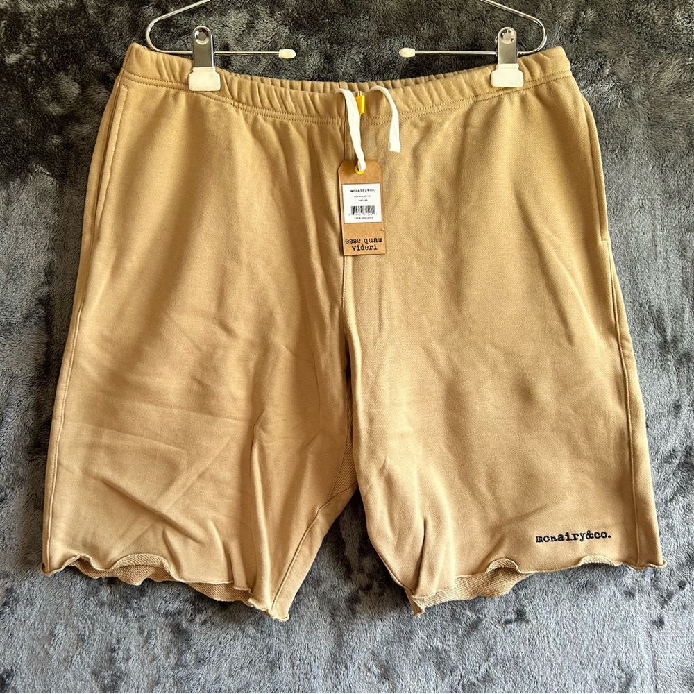 Mark‎ McNairy Mens Large Tan Lounge Shorts Drawstring Streetwear NWT